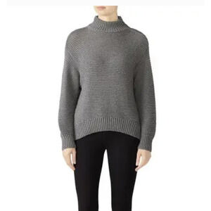 Parker Sweater Womens‎ Medium Gray Chunky Knit Mock Neck Ribbed